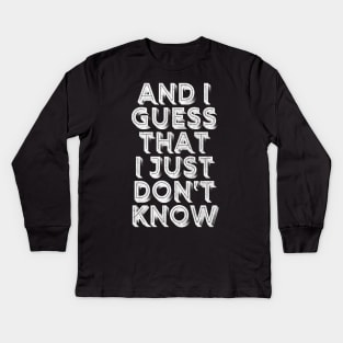 The Velvet Underground / Heroin - Minimalist Lyric Artwork Design Kids Long Sleeve T-Shirt